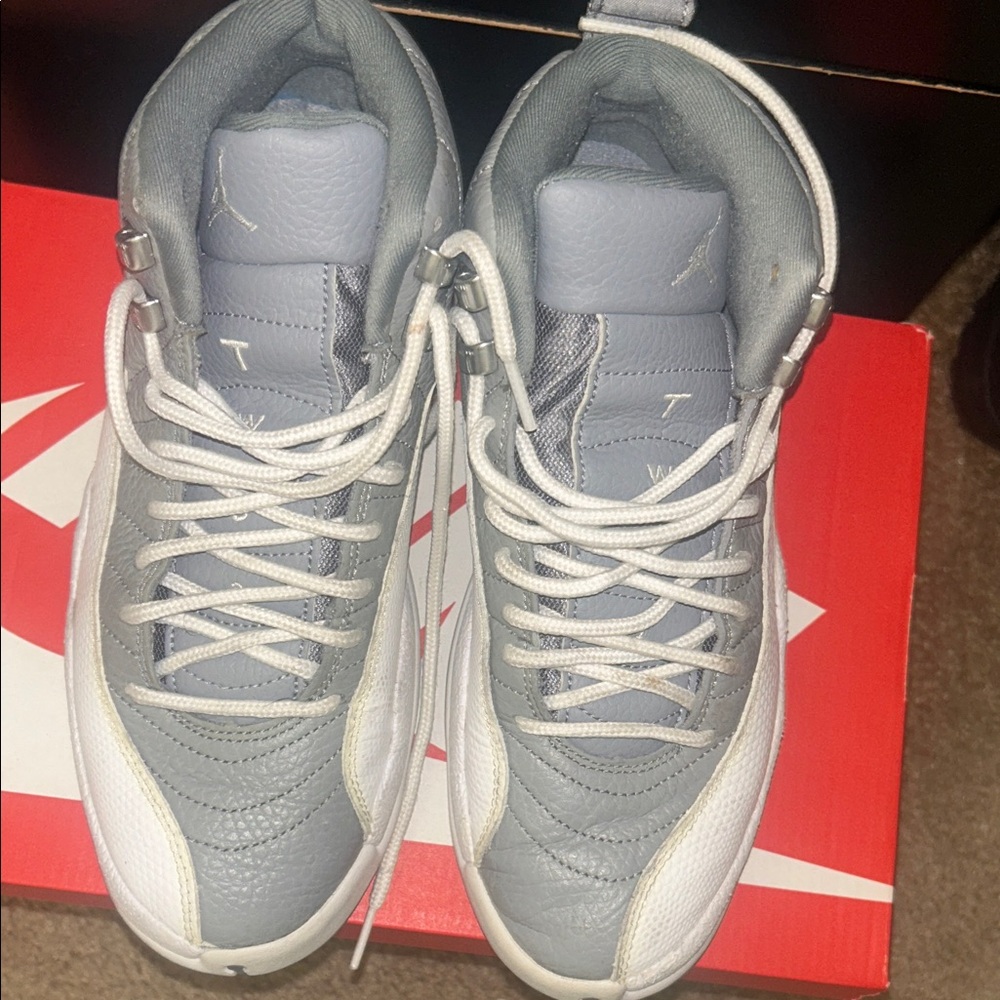 Jordan Gray and White High-Top Sneakers